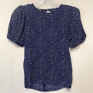 EXPRESS Navy Blue with white polka dots Blouse